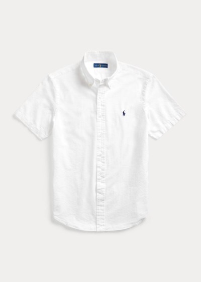 Camisa Polo Ralph Lauren Hombre Blancos - Classic Fit Seersucker - CIMUK8302